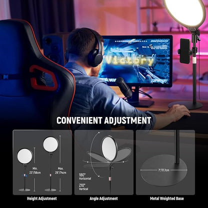 NEEWER Basics 2 Pack 10.5" Desktop LED Ring Light with Stand for Desk/Phone Holder, 3000-6500K Full Screen 15W Panel Lighting for iPhone Recording Streaming Selfie Laptop Webcam Video Conference, R10