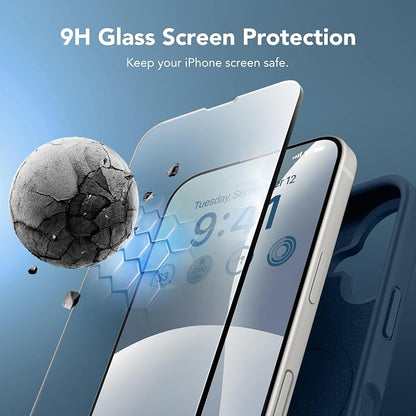GONEZ Magnetic for iPhone 16 Case, Compatible with MagSafe, [Screen Protector + Camera Lens Protector], Liquid Silicone Shockproof Protective Phone Case for iPhone 16 6.1", Dark Blue