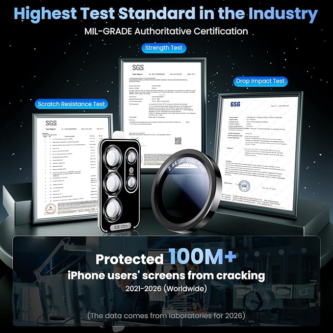 Uyiton for Samsung Galaxy S26 Ultra Camera Lens Protector - [Case-Friendly][Not Easy to Break][Ultra-Thin] Military-Grade Tempered Glass with Aluminum Metal Rear Camera Screen Cover - Black