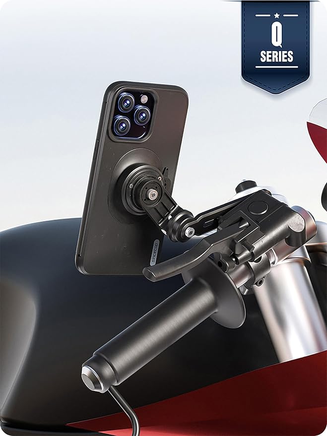 sincetop Motorcycle Brake Reservoir Mount - Series Q [ Quad ] - Brake Pump Cover Scooter/Moto Phone Holder, Quick Release Aluminum Moto Motobike Tank Cell Phone Base Stand