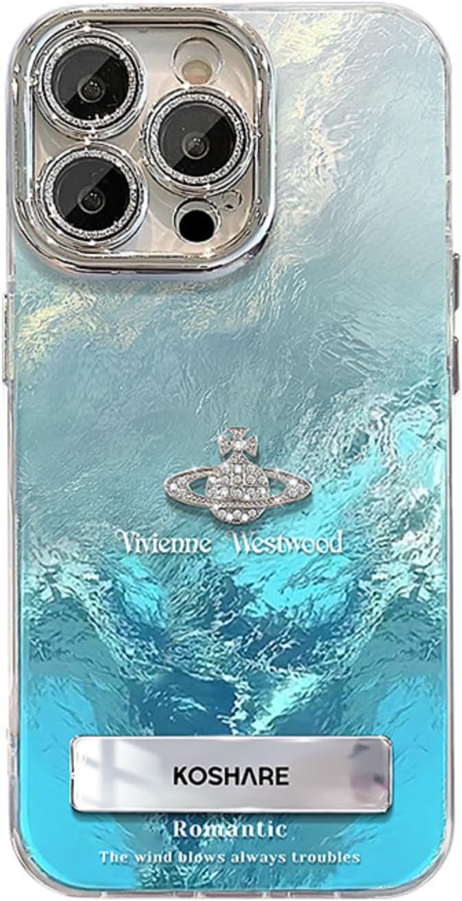 Case for iPhone Case, |Glass Lens Protector|Reflective|Sparkle & Glitter Design|Portable Bracket，It's a Great Gift for Girls (Purple, iPhone 14 pro max case)