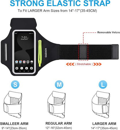 GUZACK Running Armband for iPhone 17 16 15 14 13 Pro Max, Galaxy S25 S24 S23 S22, with Card Slot & Key Pockets, Running Phone Holder, Fit Up to 6.9 Inches Phone - Size L (Bigger Arm 14-17 in)