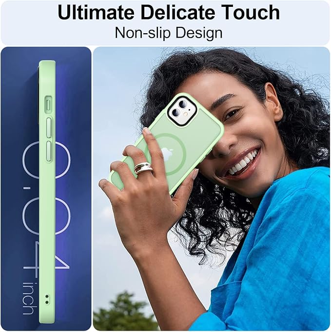 MOCCA Strong Magnetic for iPhone 12 Case/iPhone 12 Pro Case, [Compatible with Magsafe][Mil-Grade Drop Protection] Slim Shockproof Translucent Protective Phone Case for iPhone 12/12 Pro, Light Green