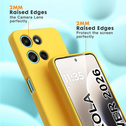 for Motorola Moto G Power (2026) Case, 2 Pack Tempered Glass Screen Protectors, Soft TPU Silicone Shockproof Gel Cover-Yellow