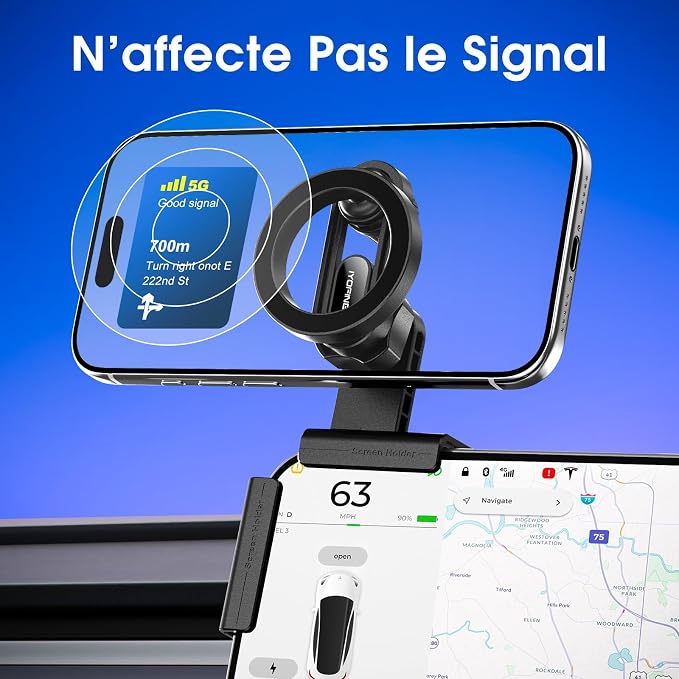 M2026 Tesla Phone Mount, No Glue Required, for MagSafe Magnetic Car Dash Phone Holder for Tesla Model Y, Model 3 Accessories, Fits All iPhone & Android with Magnetic Ring (for Tesla)