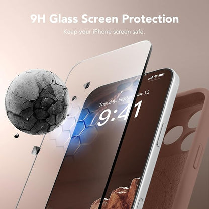 Magnetic for iPhone 17 Pro Case, Compatible with MagSafe, [Full Camera Protection][Screen Protector] Silicone Shockproof Protective Phone Case for iPhone 17 Pro 6.3", Brown