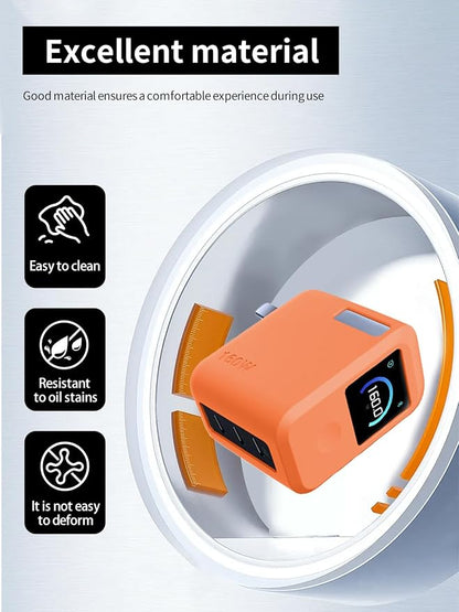 Case for Anker Prime Charger（160W 3Ports Smart Display）, WUNIAK Soft Silicone Protective Portable Scratch Shock Resistant Shell,Protective Case for Anker Prime Charger 160W,Orange