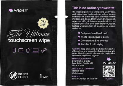 Wipex Ultimate Auto Screen Wipes - 24ct Individually Wrapped Car Wipes for Interior Cleaning, Streak-Free & Residue-Free Polish, Plant-Based Black Cloth, Ideal for Screens, Gauges, Mirrors & Dashboard