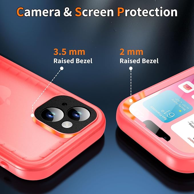 Cozycase for iPhone 15 Waterproof Shockproof Dustproof Case - Heavy Duty/360 Full Body/Military Grade/Protective/Rugged 【8FT Drop Proof】 Built in Screen/Camera Protector with Lanyard Pink