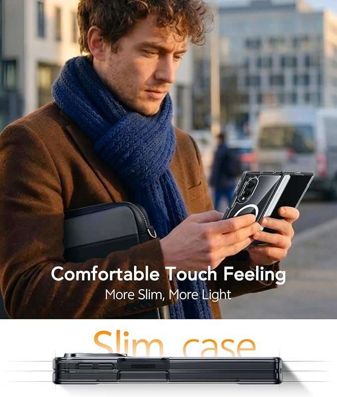 FNTCASE for Samsung Galaxy Z Fold 8 Case, Fit for Magsafe, Hinge Protection | Screen Protector, Translucent Matte Magnetic Back, 18FT Military Grade Drop Proof, Protective Phone Cover, Clear