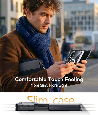 FNTCASE for Samsung Galaxy Z Fold 8 Case, Fit for Magsafe, Hinge Protection | Screen Protector, Translucent Matte Magnetic Back, 18FT Military Grade Drop Proof, Protective Phone Cover, Clear