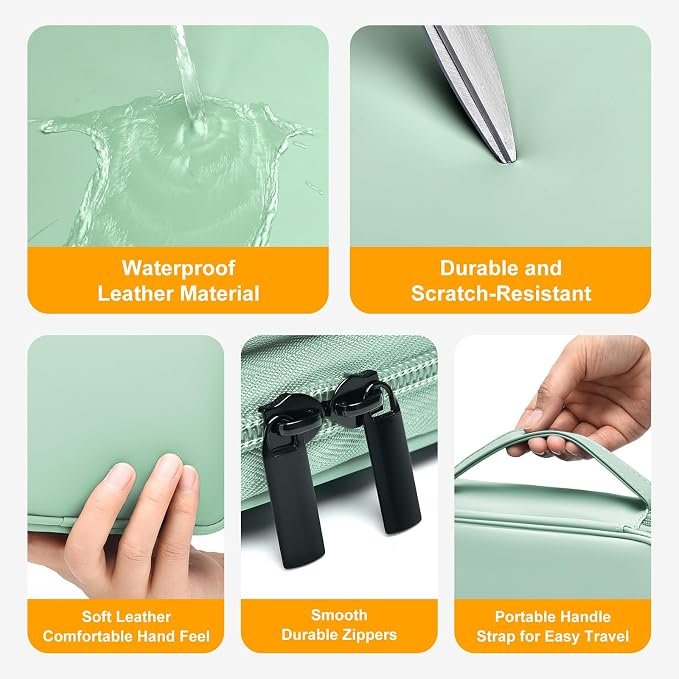 Portable Charger Organizer Travel Case Shockproof Power Bank case for Anker/Jackery/RAV/20000/30000mAh Power Bank Leather Electronic Case for PowerCore(Light Green, Single Layer-Large)