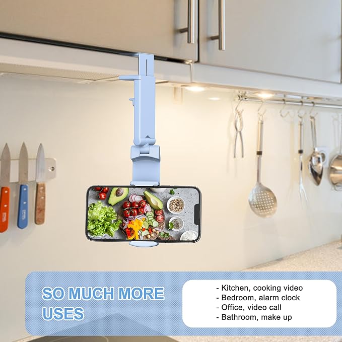Perilogics Airplane Phone Holder Mount Universal in Flight Hands Free Viewing with Multi-Directional Dual 360 Degree Rotation (Blue)