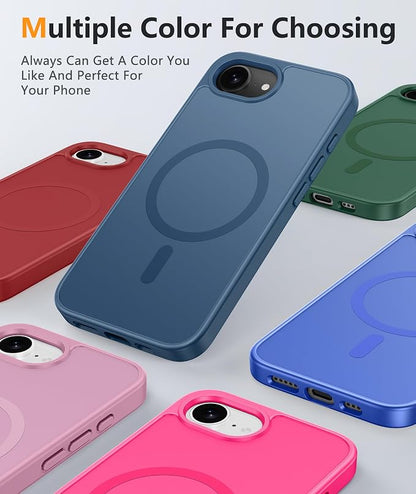 FNTCASE for iPhone 17e/ iPhone 16e Case, Fit for Magsafe, Screen Protector | Matte Magnetic Back, 14FT Military Grade Drop Protection, Shockproof Protective Phone Cover, Full Blue