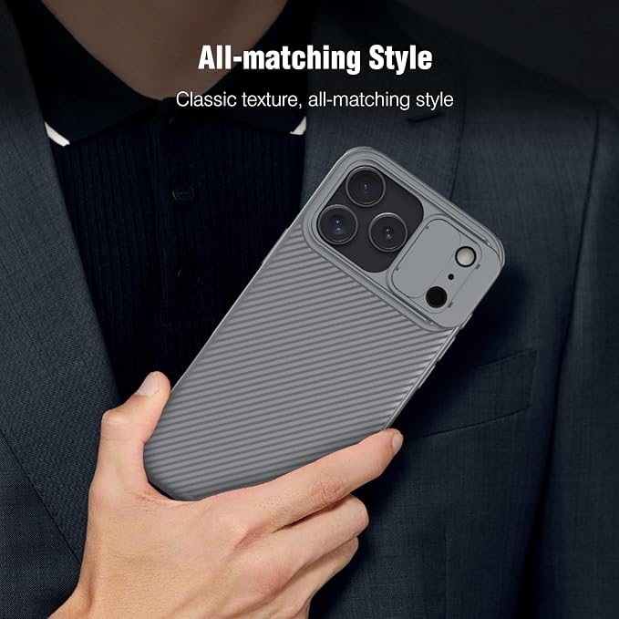 Nillkin Camshield Case for iPhone 17 Pro Max Case, [Built-in Dual Camera Cover][Slim Profile] [Military Grade Drop Protection] Shockproof Bumper Phone Case 6.9 inch 2025 Gray