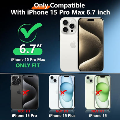 2025 New for iPhone 15 Pro Max Case Waterproof, [Compatible With MagSafe][Built-in Screen & Camera Protector][Full Body Shockproof][IP68 Underwater][Dustproof][Dropproof] Phone Case 6.7"