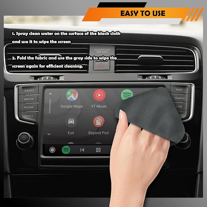 4.07"×4.07" Square Car Screen Cleaner,Double Sided Microfiber Screen Cleaning Pad for Car Display,Dashboard LCD Display,Universal Cell Phones,Touch Screen Cleaner for Car Accessories (Square)