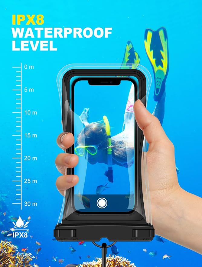Waterproof Phone Pouch [2 Pack][Super Buoyant] Floating IPX8 Waterproof Phone Case Beach Cruise Ship Travel Essentials Cellphone Dry Bag for iPhone 17 16 15 14 13 12 Pro XS XR X Up to 6.9''