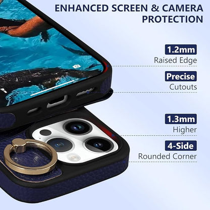 Keallce Wallet Case for iPhone 16 Pro Max 6.9'', Flip Case with Card Slots, Ring Holder Kickstand, PU Leather Protective Folio Cover for Women, Navyblue