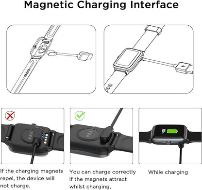 Compatible with COOSPO HW807 Heart Rate Armband Charger, 2 Pin Magnetic USB Replacement Charging Compatible with COOSPO Heart Rate Monitor Armband HW706 / HW807 /HW702 (2 Pack-Black+Black)