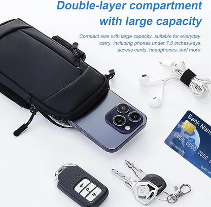 Cell Phone Crossbody Bag with Arm Band, Waterproof Phone Holder Pouch Fits iPhone & Android up to 7'', Small Sling Shoulder Purse for Running, Hiking, Travel, Workout (Grey)