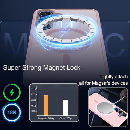 For Samsung Galaxy S24 Plus Case & S25 Plus Case [Compatible with Magsafe] Translucent Matte Magnetic,Slim Thin Duty Shockproof with 2pc Screen Protector Protection Case for S24 Plus/S25 Plus-Pink