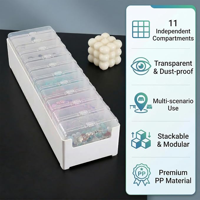 2 Pack Cable Organizer Box with 22 Mini Boxes, Clear Cord Storage Case