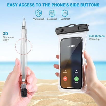 Waterproof Phone Pouch 2 Pack, IPX8 Waterproof Phone Case for iPhone Galaxy Pixel Up to 7 Inch, Cell Phone Dry Bag Beach Vacation
