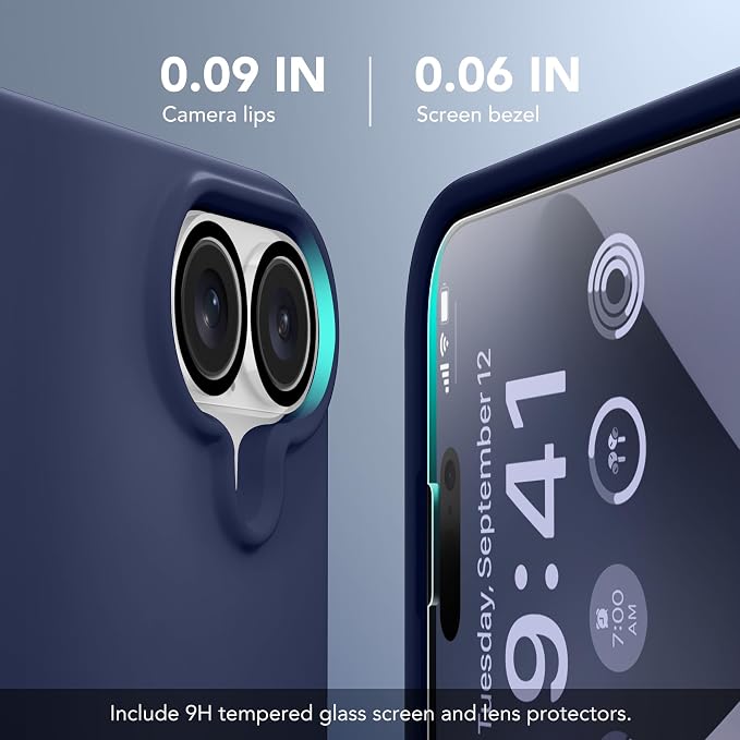 GONEZ Magnetic for iPhone 16 Case, Compatible with MagSafe, [Screen Protector + Camera Lens Protector], Liquid Silicone Shockproof Protective Phone Case for iPhone 16 6.1", Midnight Blue