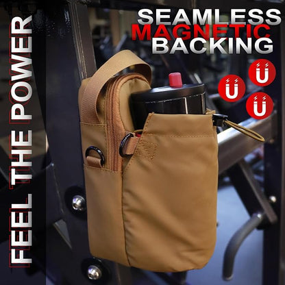 Magnetic Gym Sling Bag for Men & Women | Waterproof Travel Bag with Bottle Holder, USB Port, Adjustable Strap & Phone Pocket (MAX 50oz / 1.5L Bottle)