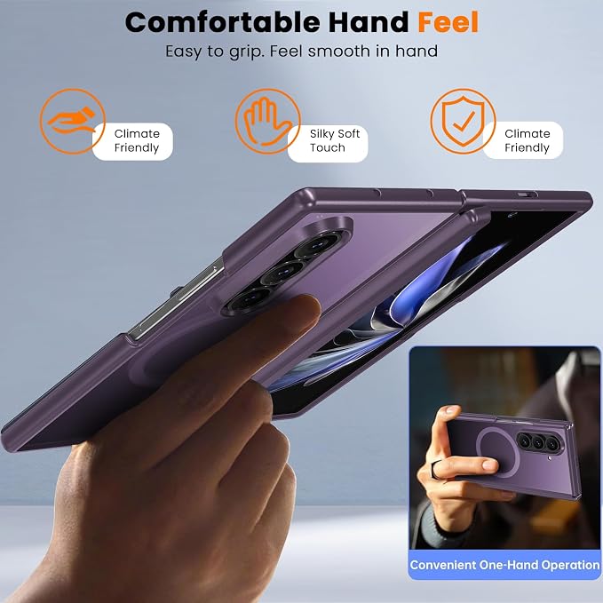 WRJ Magnetic for Samsung Galaxy Z Fold 7/Fold 8 Ultra Case,Dark Purple | Fit for Magsafe,Buit-in Screen Protector,Full Hinge Protection,Military Grade Drop Protection,Slim Shockproof Phone Case
