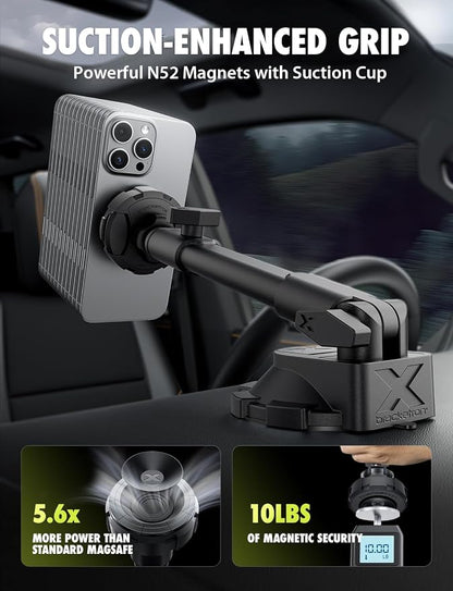 Bracketron MagAlign X Pro - Magsafe Car Phone Mount for Truck with Extended Reach Arm for Dashboard & Windshield - Magnetic Phone Holders for Your Car for iPhone 17 Pro Max 16 15 14 13 12 Plus