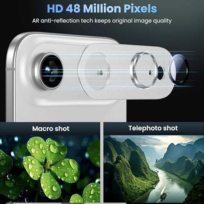 Uyiton Compatible with iPhone Air Camera Lens Protector - [Not Easy to Break][Strong Adsorption][Case-Friendly] Metal Tempered Glass Rear Camera Screen Cover - Cloud White
