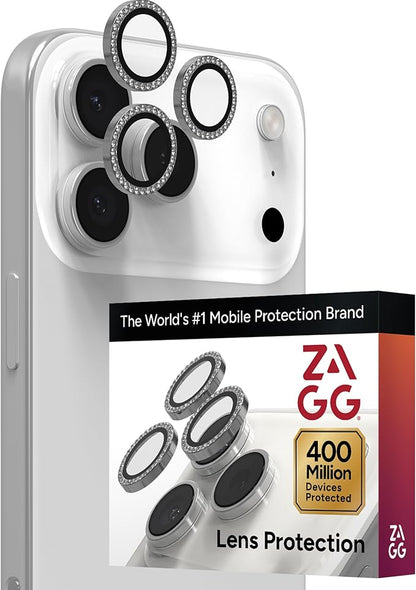 ZAGG iPhone Camera Lens Protector for iPhone 17/16/15 Pro and Pro Max Models - Diamond, Camera Ring, Maximum Impact & Scratch Protection, Anti-Reflective Technology, Smudge-Resistant, Glass Elite