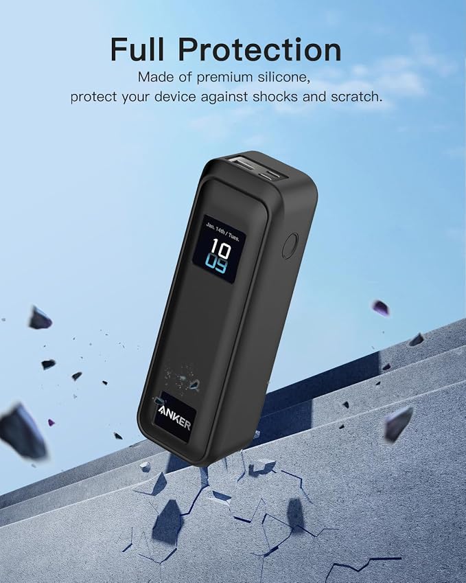 Silicone Case for Anker Prime Power Bank 220W 100mAh,Soft Silicone Protective Cover for Anker Prime Power Bank,Shockproof,Fall-Resistant,Black