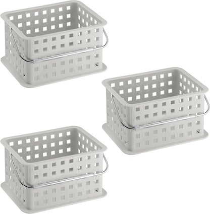 iDesign Plastic Handle-Portable Shower Caddy-Set of 3-Light Gray Basket