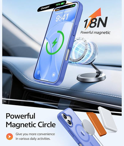 FNTCASE for iPhone 16 Case [Compatible with Magsafe] Translucent Matte Cases with [Screen Protector] Military Grade Shockproof Protective Phone Cover - Ultramarine
