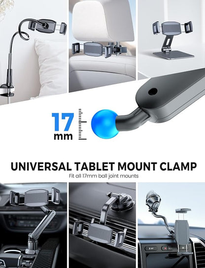 eSamcore Enlarge Tablet Clamp, 1.57”(40mm) Depth Mount Clips for Thick Case Fit 17mm Ball Joint Car/Desk/Bed/Floor Tablet Stand Holder Mount Compatible with 6"-12.9" iPad/Tab/Foldable Phone