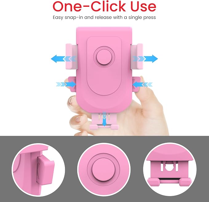 Baby Stroller Phone Holder, Bike Phone Holder, Shopping Cart, Motorcycle Phone Mount, Golf Cart, Push Cart, Treadmill, Universal- iPhone, Cell Phone Clamp (Pink)