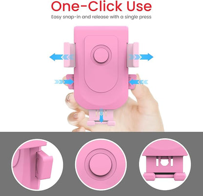 Baby Stroller Phone Holder, Bike Phone Holder, Shopping Cart, Motorcycle Phone Mount, Golf Cart, Push Cart, Treadmill, Universal- iPhone, Cell Phone Clamp (Pink)