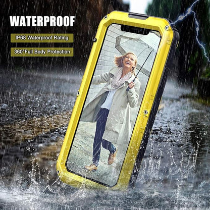 Mitywah Waterproof Case for iPhone 11 Pro, Heavy Duty Military Grade Shockproof Cover Built-in Screen Protection, Rugged Thick Full Body Protect Metal Case for iPhone 11 Pro, Yellow