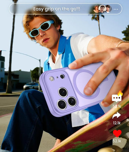 FNTCASE for iPhone 17 Pro Max Case: [Compatible with Magsafe] Translucent Matte Cases with [Full Camera Protection] [Screen Protector] Military Grade Shockproof Protective Phone Cover - Light Purple
