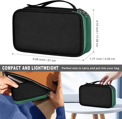 ZINZ Electronic Accessories Organizer, Travel Cable Carry Pouch Storage Bag for Laptop Attachment Cable, Cord, Charger, Earphone etc,Black-Green