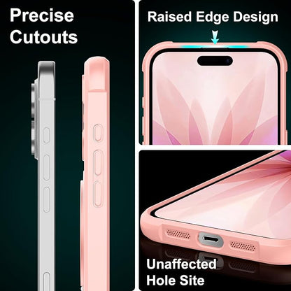 360° Magnetic Swivel Ring for iPhone 17 case, Built-in Metal Stand and Ring Holder, Magsafe Compatible, Military Grade Protection, Shock and Vibration Resistant - Pink
