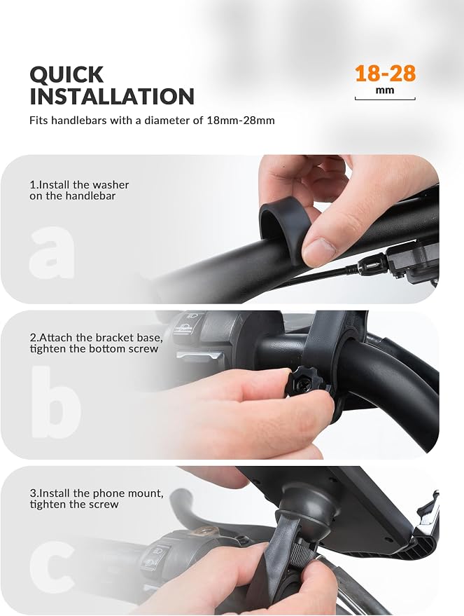ROCKBROS Bike Phone Holder, Motorcycle Phone Mount with Security Lock, Adjustable for Bike, Motorcycle, Scooter, Suitable for 4.7'-6.8' Phone