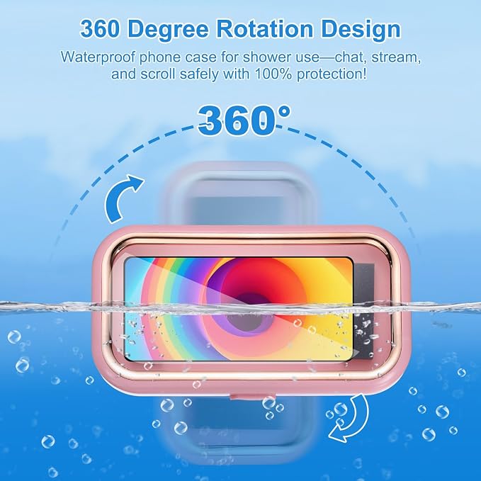 PATIKIL 2 Pcs Shower Phone Holder Waterproof, 360° Retractable Adjustable Shower Phone Case Anti Fog Wall Mount for Bathroom Mirror Bathtub Fit for 7-Inch, White