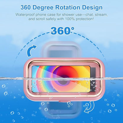 PATIKIL 2 Pcs Shower Phone Holder Waterproof, 360° Retractable Adjustable Shower Phone Case Anti Fog Wall Mount for Bathroom Mirror Bathtub Fit for 7-Inch, White