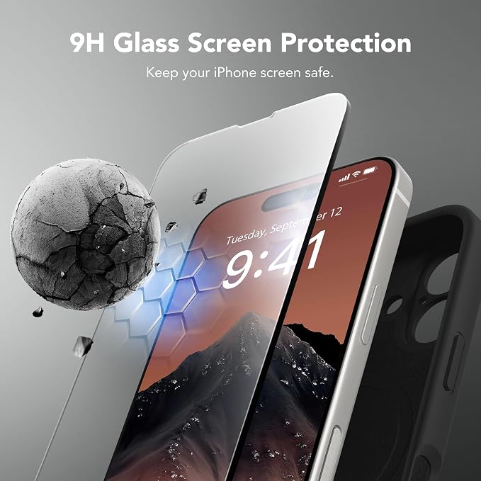 Magnetic for iPhone 16 Plus Case, Compatible with MagSafe, [Full Camera Protection][Screen Protector] Silicone Shockproof Protective Phone Case for iPhone 16 Plus 6.7", Black
