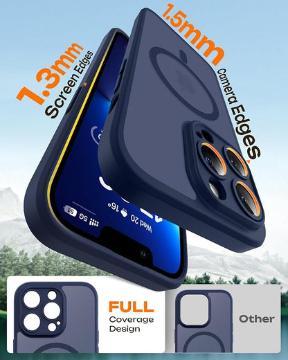 TOCOL for Phone 13 Pro Case, Compatible with Magsafe Charger, Full Camera Protection, Drop Protection, Translucent Matte Phone Case for iPhone 13 Pro 6.1 inch (Dark Blue)