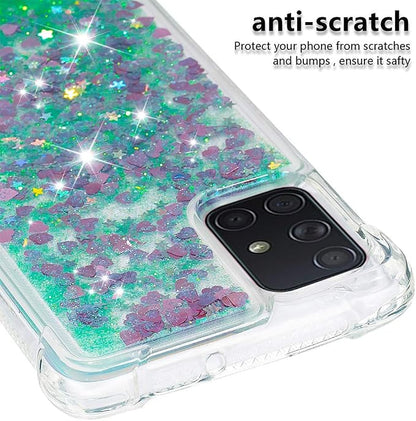 Bling Liquid Case für Galaxy A71 Silicone, Glitter Protection Case Bumper Glitter Floating Liquid Phone Cover Soft TPU Back Case Sparkle Sleeves Resistant Compatible with Samsung Galaxy A71, Green